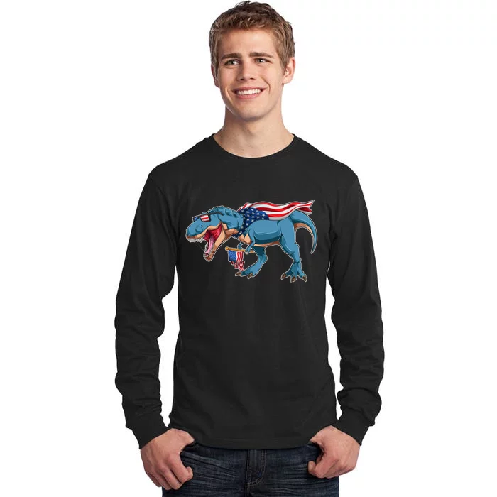 Fourth of July USA American T-Rex Tall Long Sleeve T-Shirt