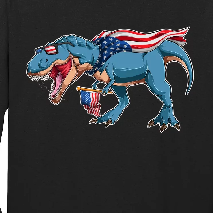 Fourth of July USA American T-Rex Tall Long Sleeve T-Shirt