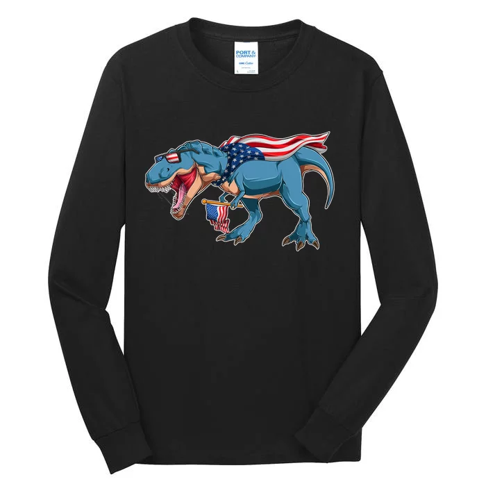 Fourth of July USA American T-Rex Tall Long Sleeve T-Shirt