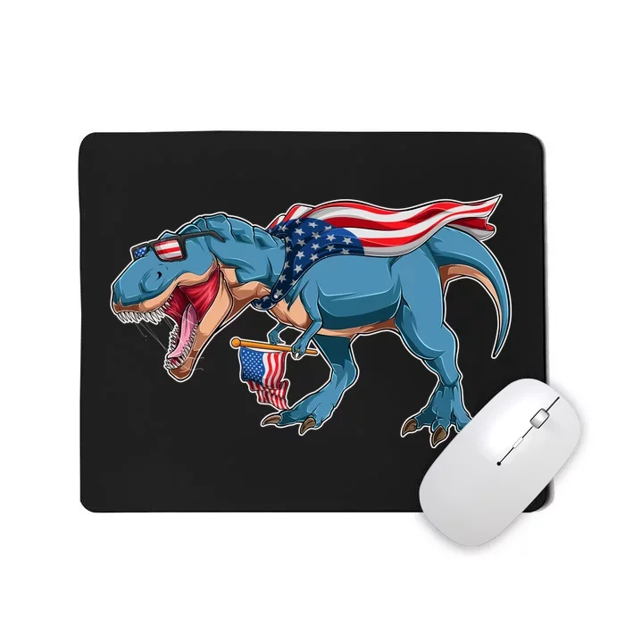 Fourth of July USA American T-Rex Mousepad