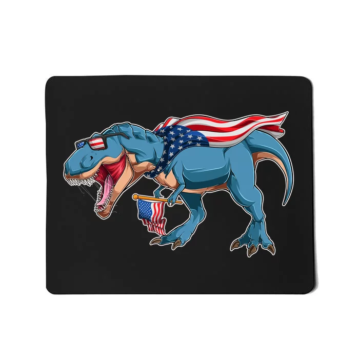 Fourth of July USA American T-Rex Mousepad