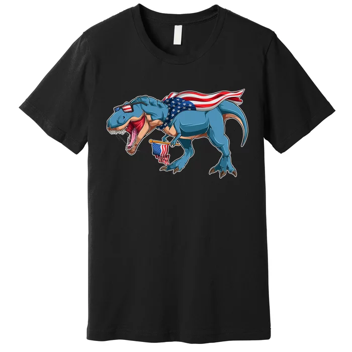 Fourth of July USA American T-Rex Premium T-Shirt