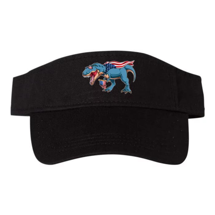 Fourth of July USA American T-Rex Valucap Bio-Washed Visor