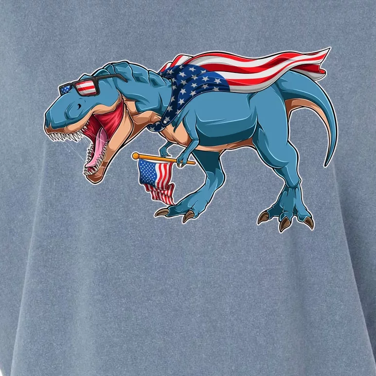 Fourth of July USA American T-Rex Garment-Dyed Women's Muscle Tee