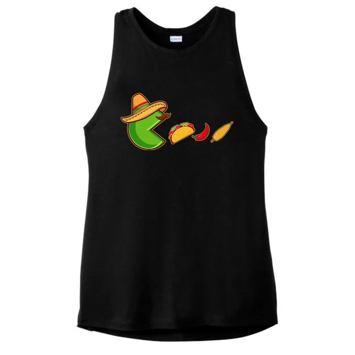 Funny Oldschool Video Game Cinco De Mayo Ladies Tri-Blend Wicking Tank