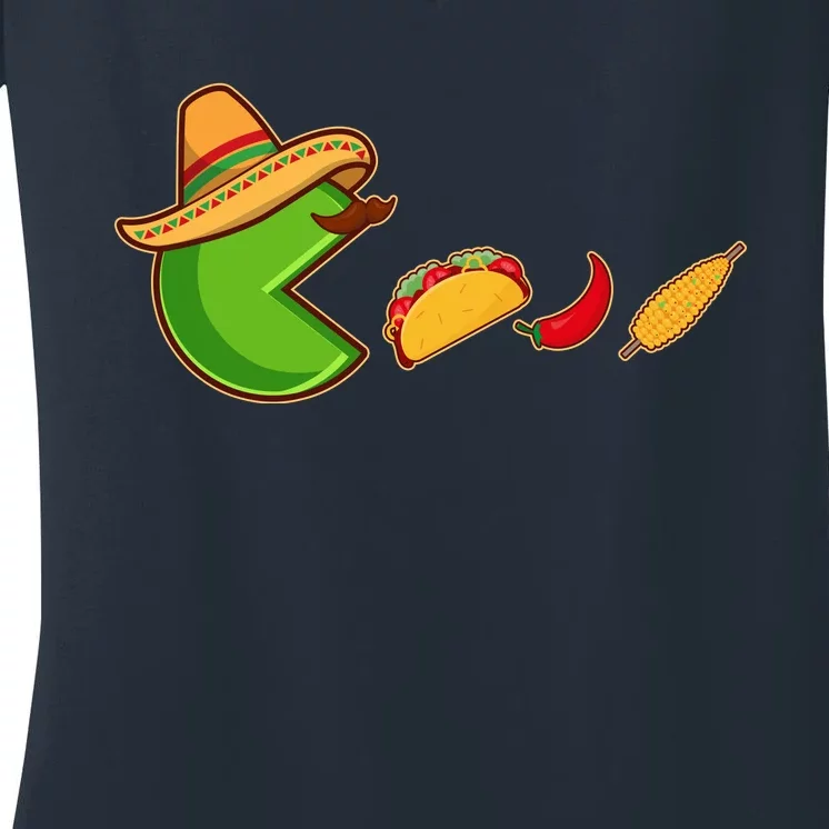 Funny Oldschool Video Game Cinco De Mayo Women's V-Neck T-Shirt