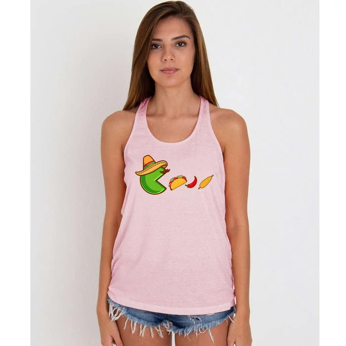 Funny Oldschool Video Game Cinco De Mayo Women's Knotted Racerback Tank