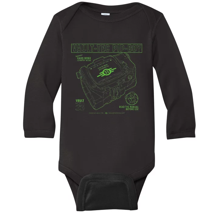 Fall Out Vault Tec Pip Boy Baby Long Sleeve Bodysuit