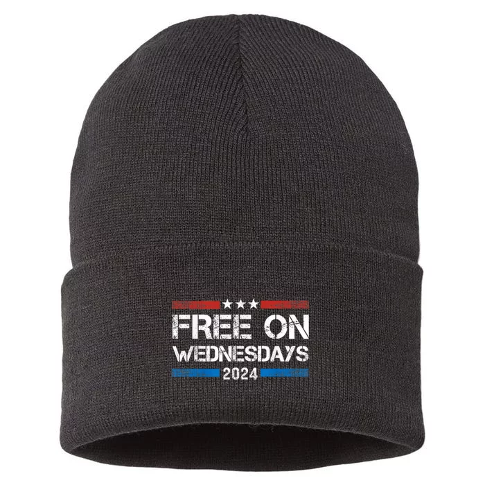 Free On Wednesdays 2024 Election Funny Trump Biden Sustainable Knit Beanie