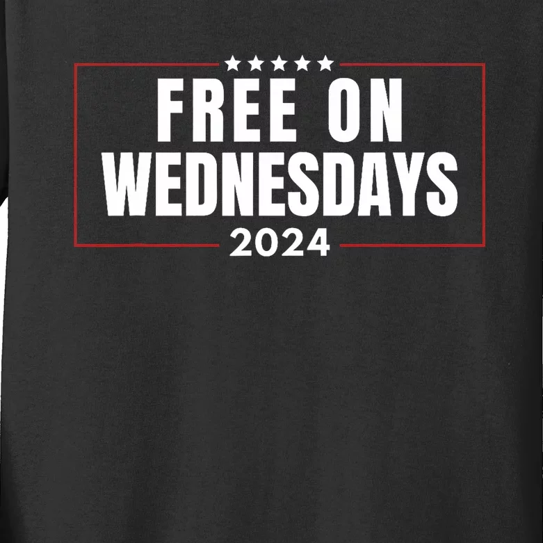 Free On Wednesdays 2024 Election Funny Trump Biden Saying Kids Long Sleeve Shirt