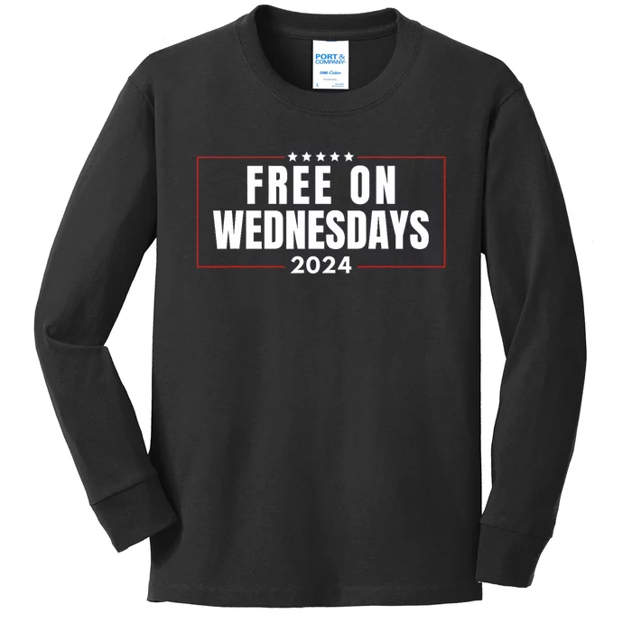 Free On Wednesdays 2024 Election Funny Trump Biden Saying Kids Long Sleeve Shirt