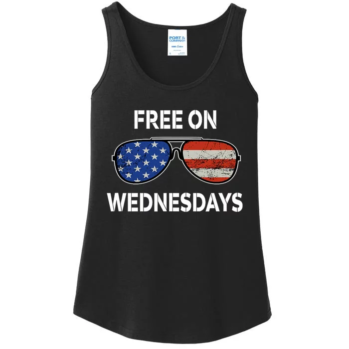 Free On Wednesdays America Flag Ladies Essential Tank