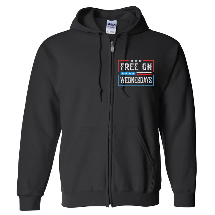 Free On Wednesdays Us Flag Vintage Full Zip Hoodie