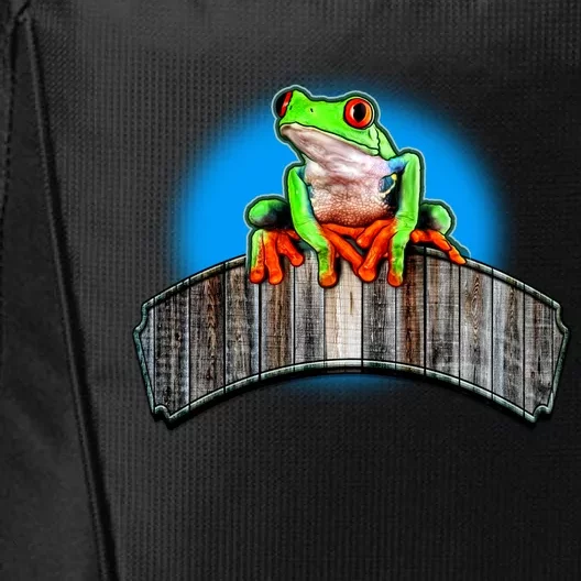 Frog On Wood Panel City Backpack