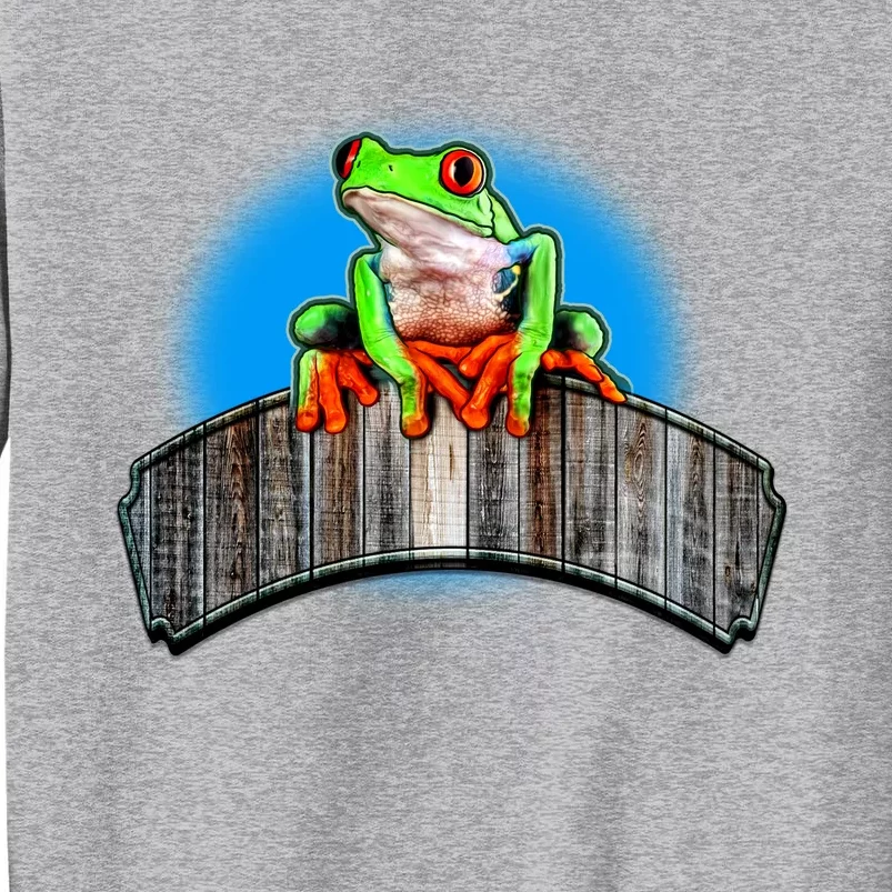 Frog On Wood Panel Tall Sweatshirt