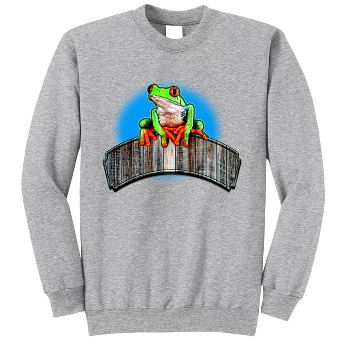 Frog On Wood Panel Tall Sweatshirt