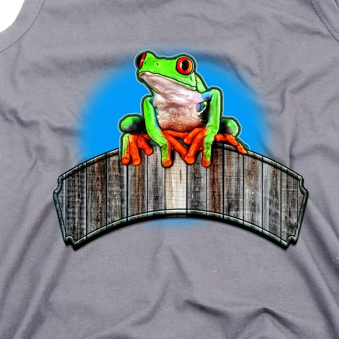 Frog On Wood Panel Tank Top