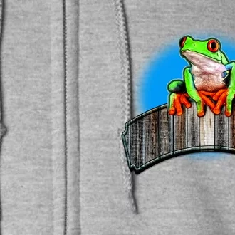 Frog On Wood Panel Full Zip Hoodie