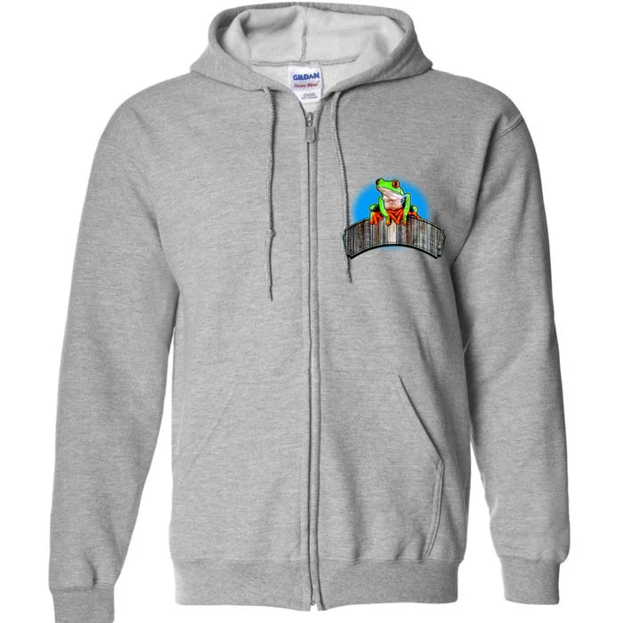 Frog On Wood Panel Full Zip Hoodie