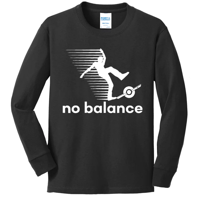 Funny One Wheel No Balance Kids Long Sleeve Shirt