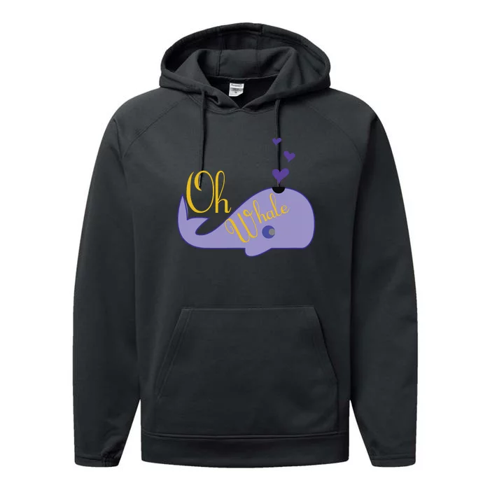 Funny Oh Whale For Marine Mammal Lovers Purple Performance Fleece Hoodie