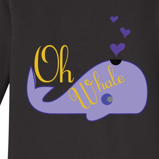 Funny Oh Whale For Marine Mammal Lovers Purple Baby Long Sleeve Bodysuit