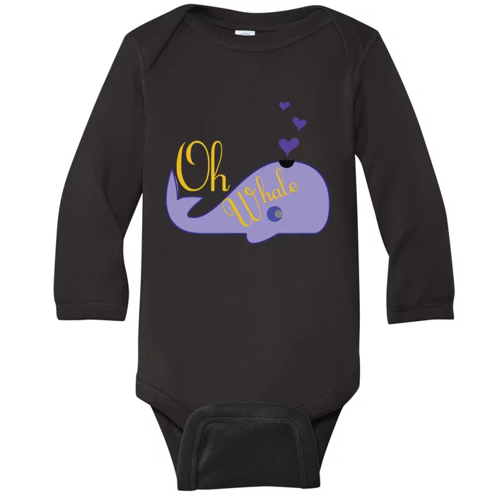 Funny Oh Whale For Marine Mammal Lovers Purple Baby Long Sleeve Bodysuit