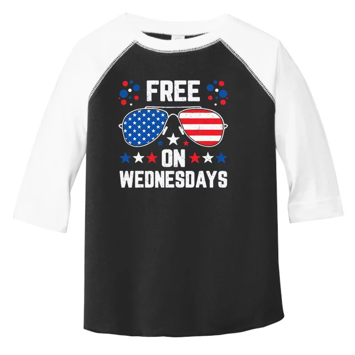 Free On Wednesdays Vintage Us Flag Sunglasses Toddler Fine Jersey T-Shirt