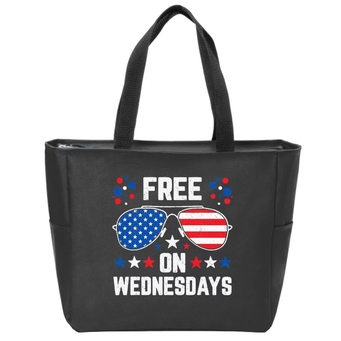 Free On Wednesdays Vintage Us Flag Sunglasses Zip Tote Bag