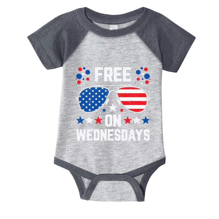 Free On Wednesdays Vintage Us Flag Sunglasses Infant Baby Jersey Bodysuit