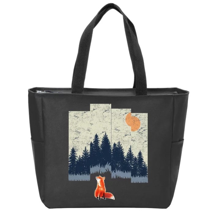 Fox Distorted Forrest Zip Tote Bag