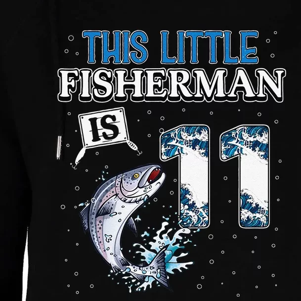 Fishing Party 11 Year Old Birthday Fisherman 11th Fisher Womens Funnel Neck Pullover Hood