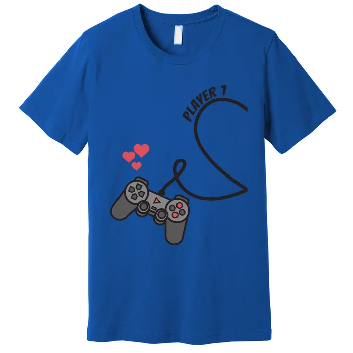 Funny Player 1 Player 2 Matching Gamer Couple Him Her Funny Gift Cool Gift Premium T-Shirt