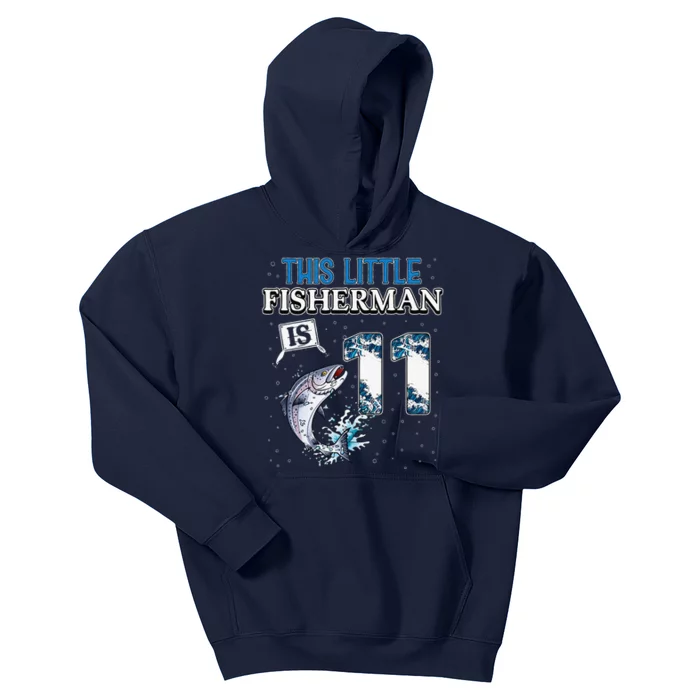 Fishing Party 11 Year Old Birthday Fisherman 11th Fisher Kids Hoodie