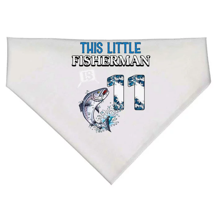 Fishing Party 11 Year Old Birthday Fisherman 11th Fisher USA-Made Doggie Bandana