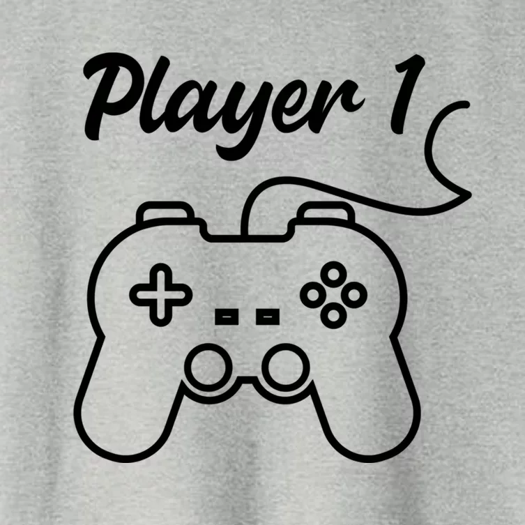 Funny Player 1 Player 2 Matching Gamer Couple Him Her Funny Gift Women's Crop Top Tee