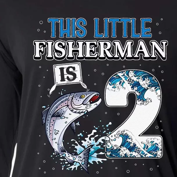 Fishing Party 2 Year Old Birthday Fisherman 2nd Fisher Cooling Performance Long Sleeve Crew