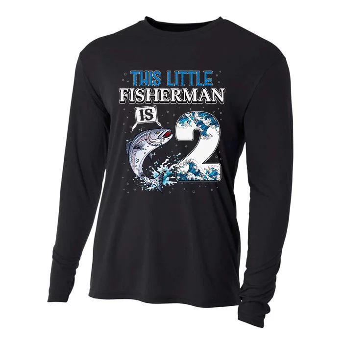 Fishing Party 2 Year Old Birthday Fisherman 2nd Fisher Cooling Performance Long Sleeve Crew