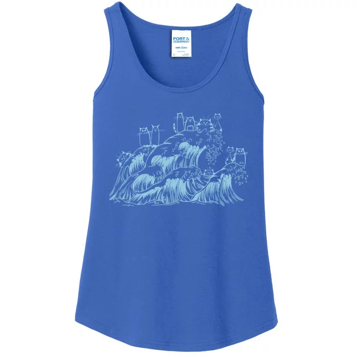 First President 2024 Hilarious Blue Cat Wave Kamala Meaningful Gift Ladies Essential Tank