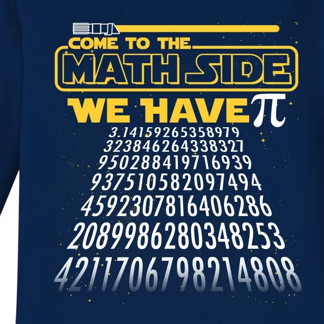 Funny Pi 3.14 Day Come To The Math Side We Have Pi Baby Long Sleeve Bodysuit