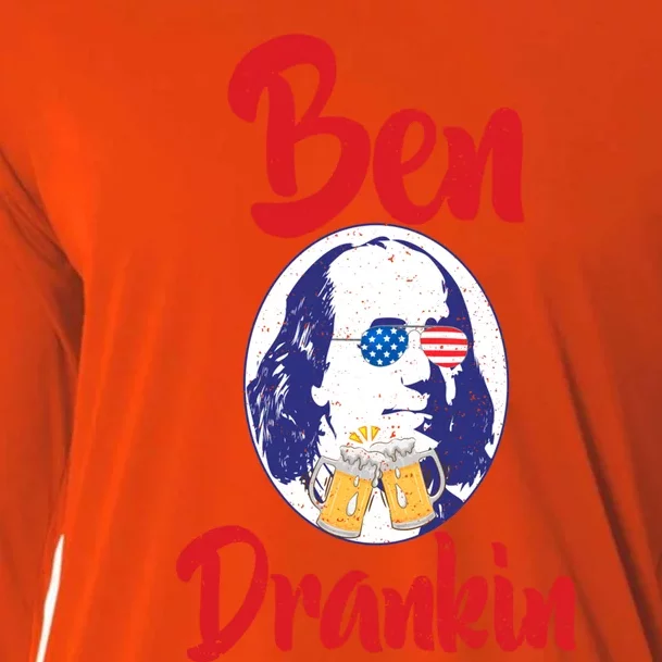 Funny Patriotic 4th Of July Funny Gift Ben Franklin Drankin Meaningful Gift Cooling Performance Long Sleeve Crew