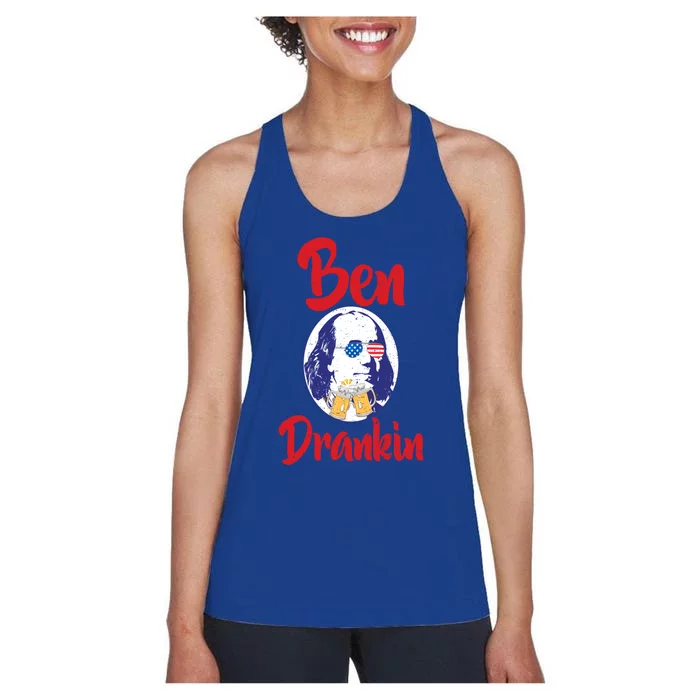 Funny Patriotic 4th Of July Funny Gift Ben Franklin Drankin Meaningful Gift Women's Racerback Tank