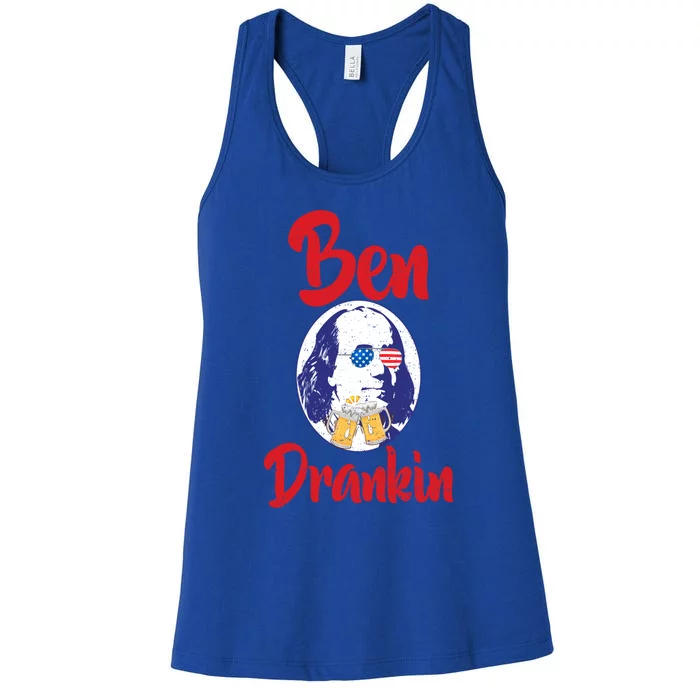 Funny Patriotic 4th Of July Funny Gift Ben Franklin Drankin Meaningful Gift Women's Racerback Tank