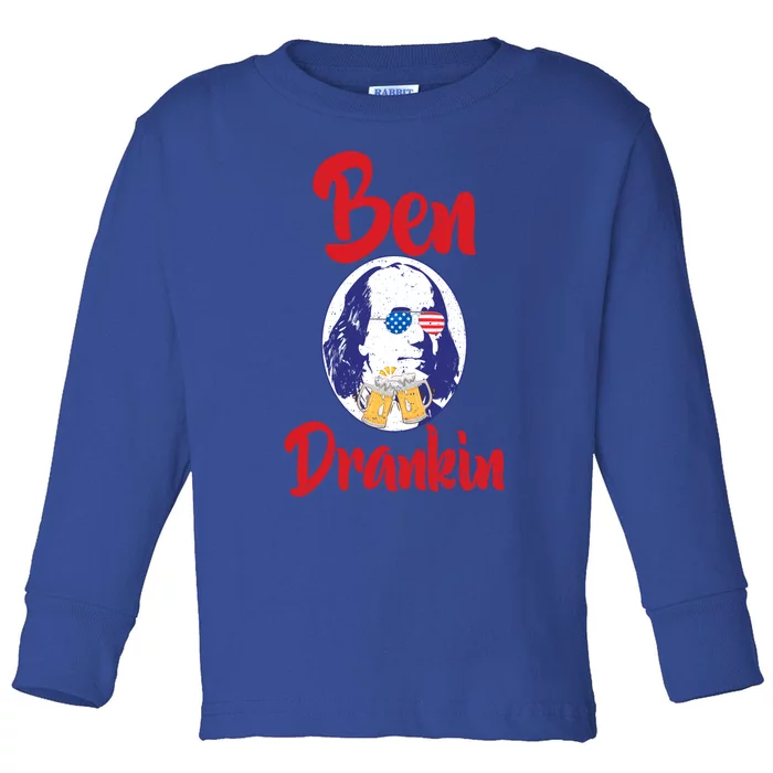 Funny Patriotic 4th Of July Gift Ben Franklin Drankin Gift Toddler Long Sleeve Shirt