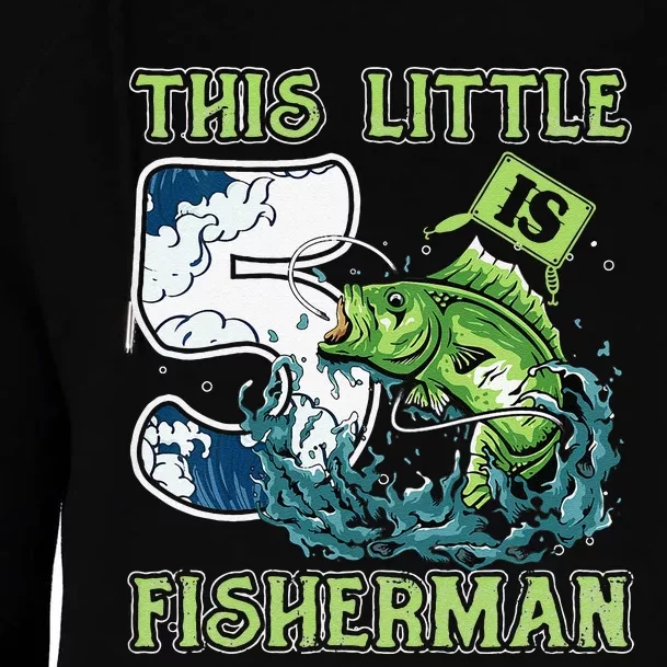 Fishing Party 5 Year Old Birthday Fisherman 5th Fisher Gift Womens Funnel Neck Pullover Hood