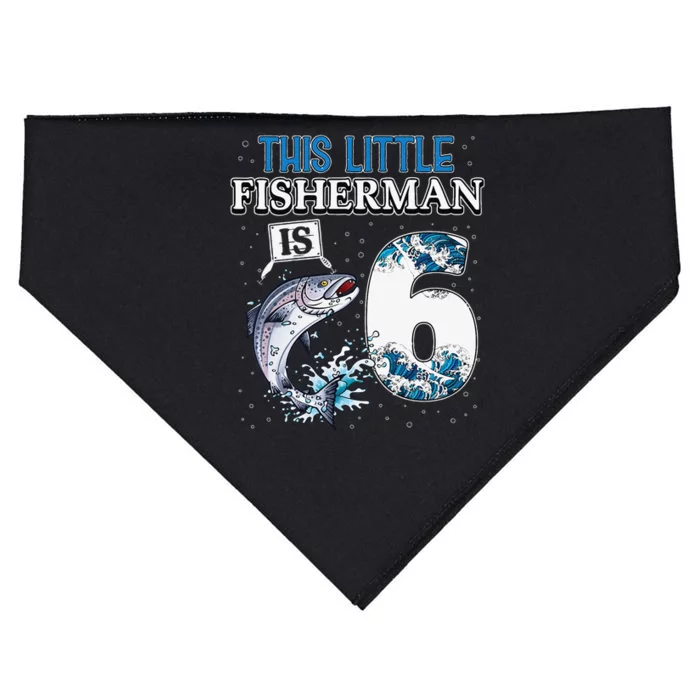 Fishing Party 6 Year Old Birthday Fisherman 6th Fisher USA-Made Doggie Bandana