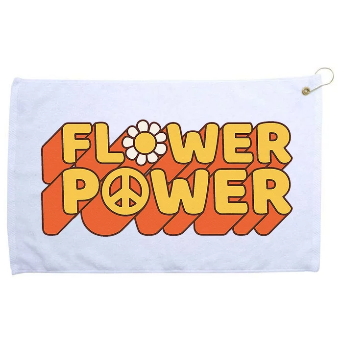 Flower Power 60's 70's Hippie Retro Vintage Positive Mind Grommeted Golf Towel