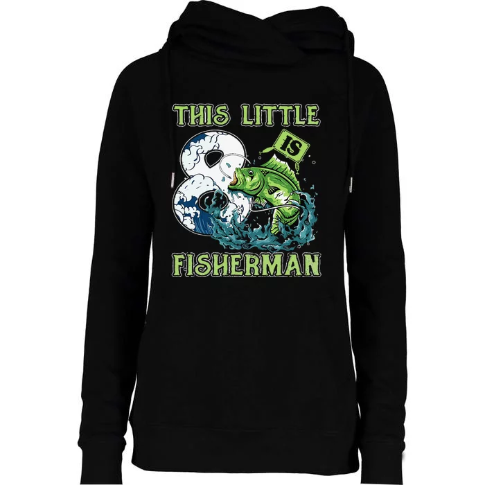 Fishing Party 8 Year Old Birthday Fisherman 8th Fisher Womens Funnel Neck Pullover Hood