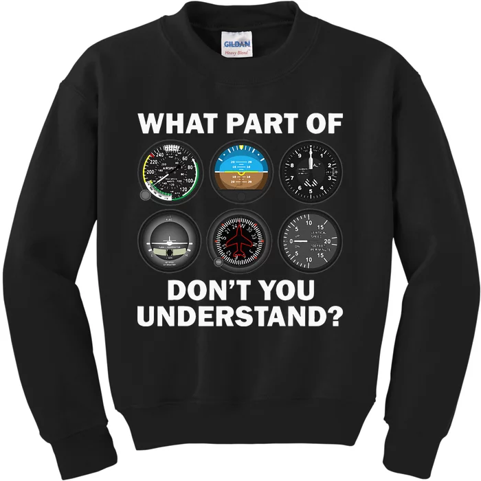 Funny Pilot Art Men Women Aviation Airline Pilot Instruments Kids Sweatshirt