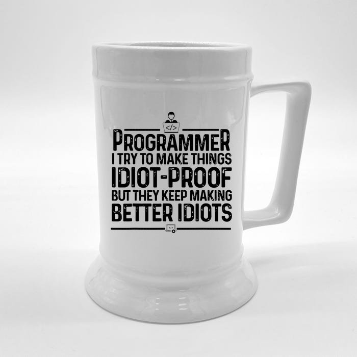 Funny Programmer Art Men Women Computer Coder Programming Front & Back Beer Stein